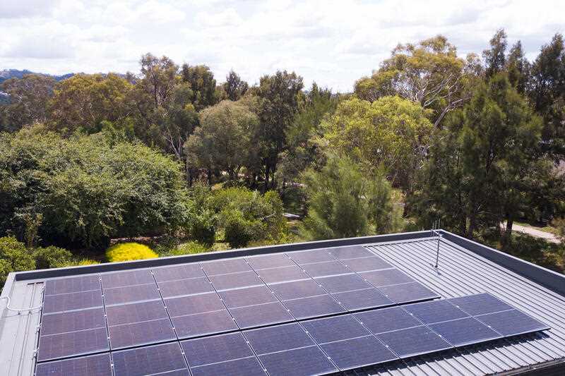 a residential rooftop solar unit on a house in Canberra