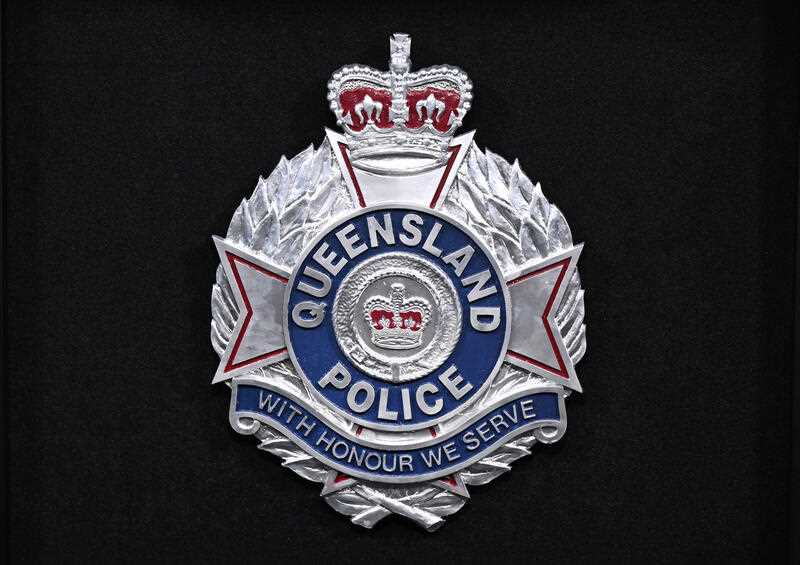 The Queensland Police emblem is seen at the Queensland Police Headquarters in Brisbane