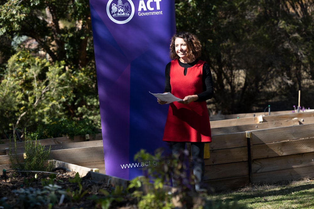 Rebecca Vassarotti, ACT Minister for the Environment, announcing a previous round of Community Garden Grants. Photo: Kerrie Brewer