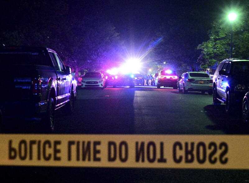 US police tape across scene of mass shooting