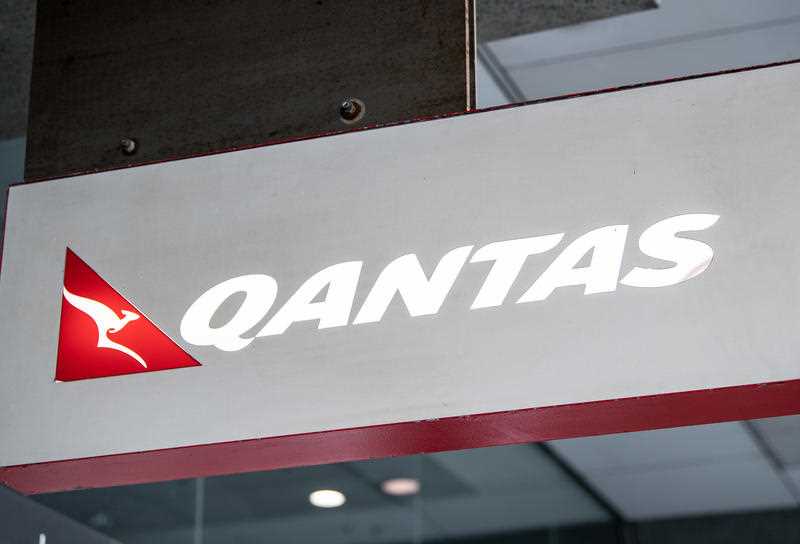 Qantas signage seen at Sydney Airport