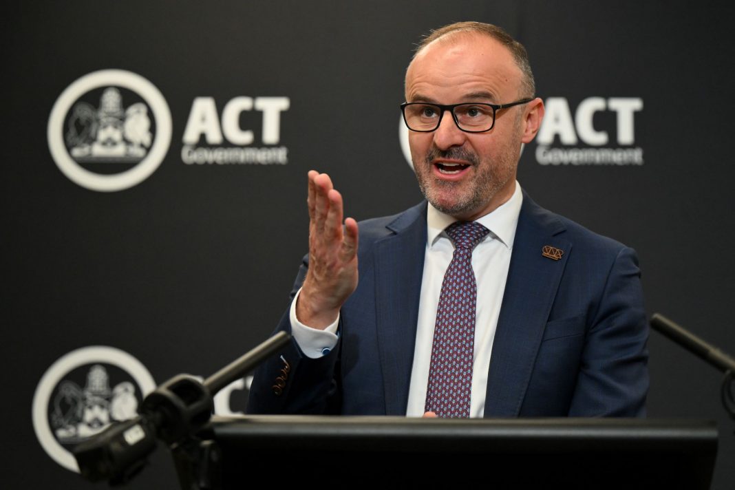 ACT Chief Minister Andrew Barr speaks to the media during a press conference in Canberra, Monday, August 7, 2023