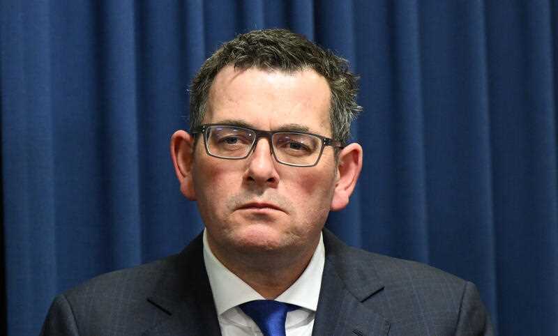 Victorian Premier Daniel Andrews is seen during a press conference after a National Cabinet meeting with state Premiers and Territory leaders at the Commonwealth Parliament Offices in Brisbane