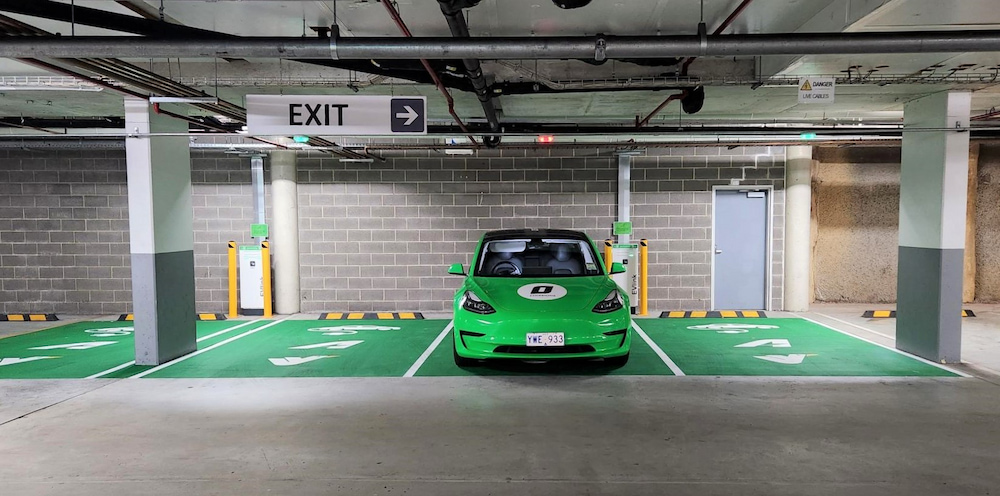 The electric vehicle charging station at the Amaroo Village Shopping Centre. Photo: ActewAGL
