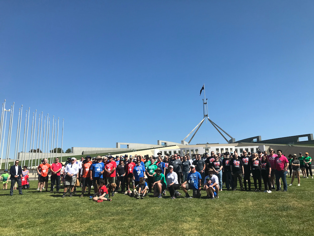 The Heart2Heart walkers at Parliament House. Photo: Nicholas Fuller