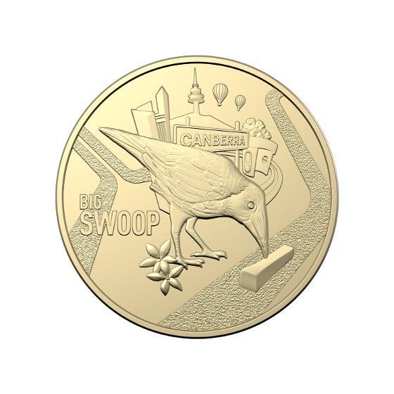 The $1 collectable coin featuring Canberra's Big Swoop. Picture: Australia Post