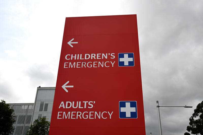 A general view of 'Children's Emergency' sign at Westmead Hospital in Sydney
