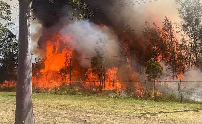 a bush fire near Nepean Rugby Park in Sydney