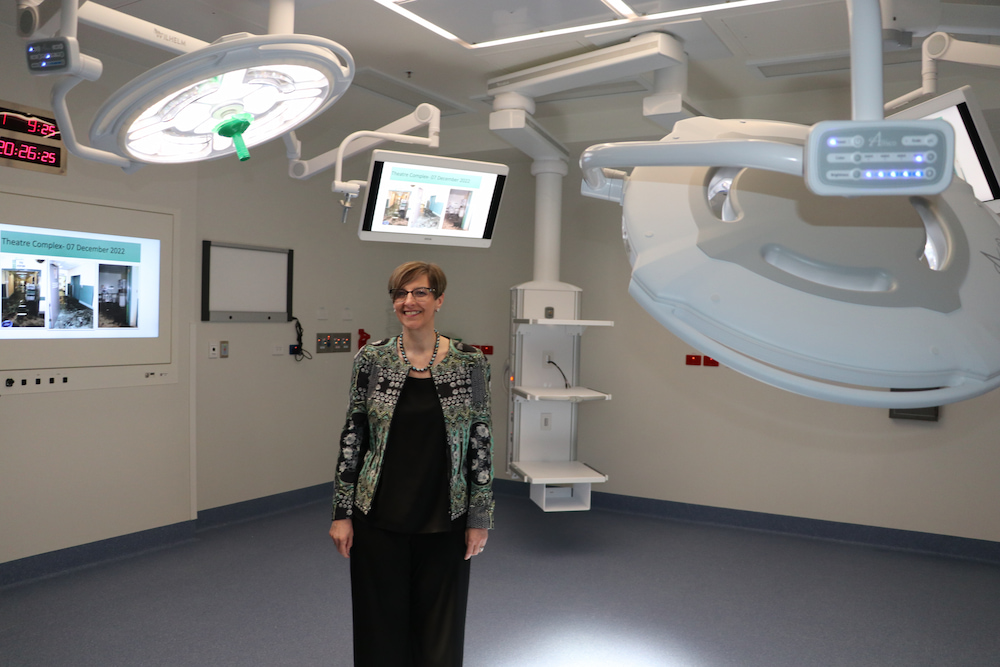 Dr Elaine Pretorius, North Canberra Hospital’s general manager, in the new theatre. Photo: Nicholas Fuller