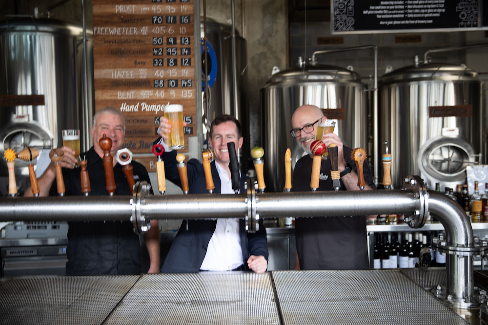 Chris Steel, ACT Minister for Skills, at BentSpoke Brewing. Photo supplied