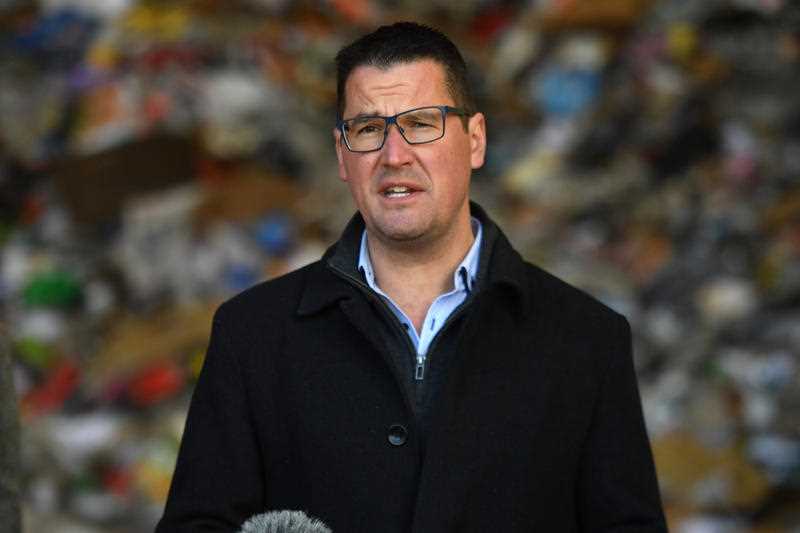 Former Liberal Senator Zed Seselja at a recycling facility in Canberra