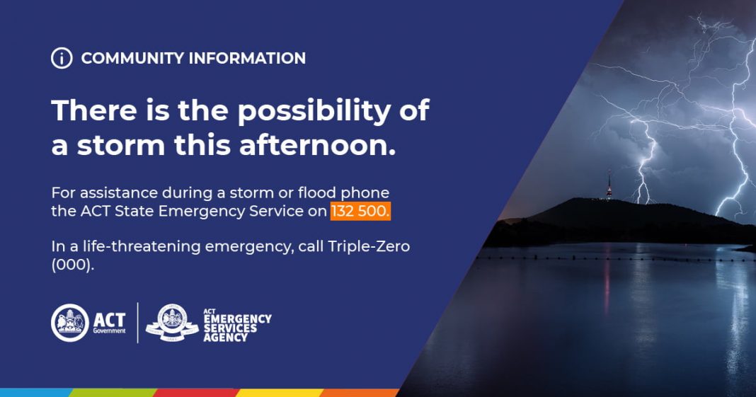 The Bureau of Meteorology has forecast possible heavy rain and potential for flash flooding in the ACT for this afternoon.