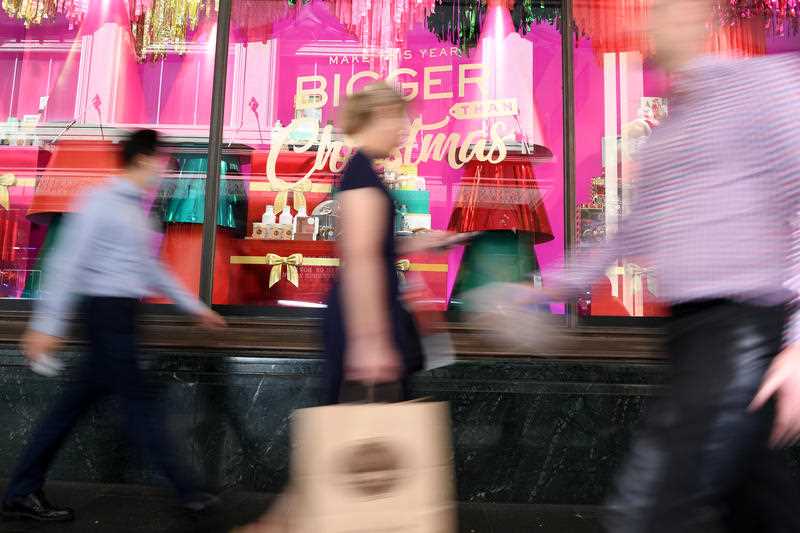 Shoppers are seen in Sydney,