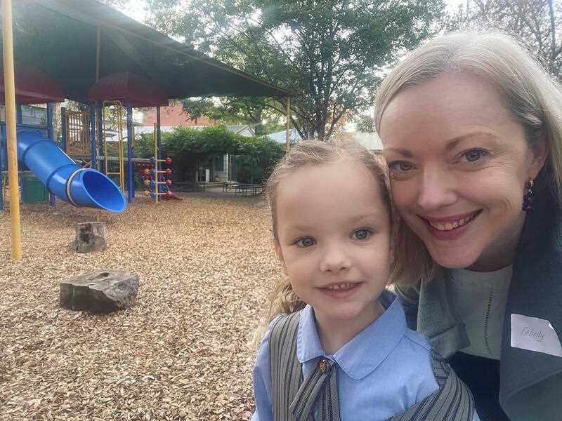 melanoma patient Felicity Lloyd and her young daughter Zara are seen in a playground