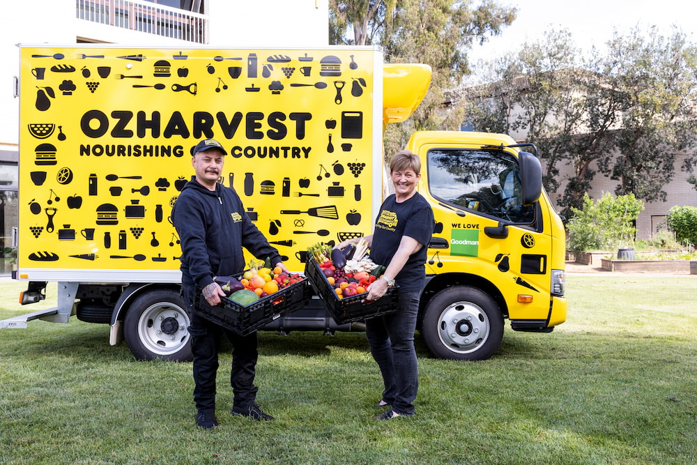 OzHarvest Canberra driver Ray Sevita and manager Bin Barnier. Photo: Kerrie Brewer