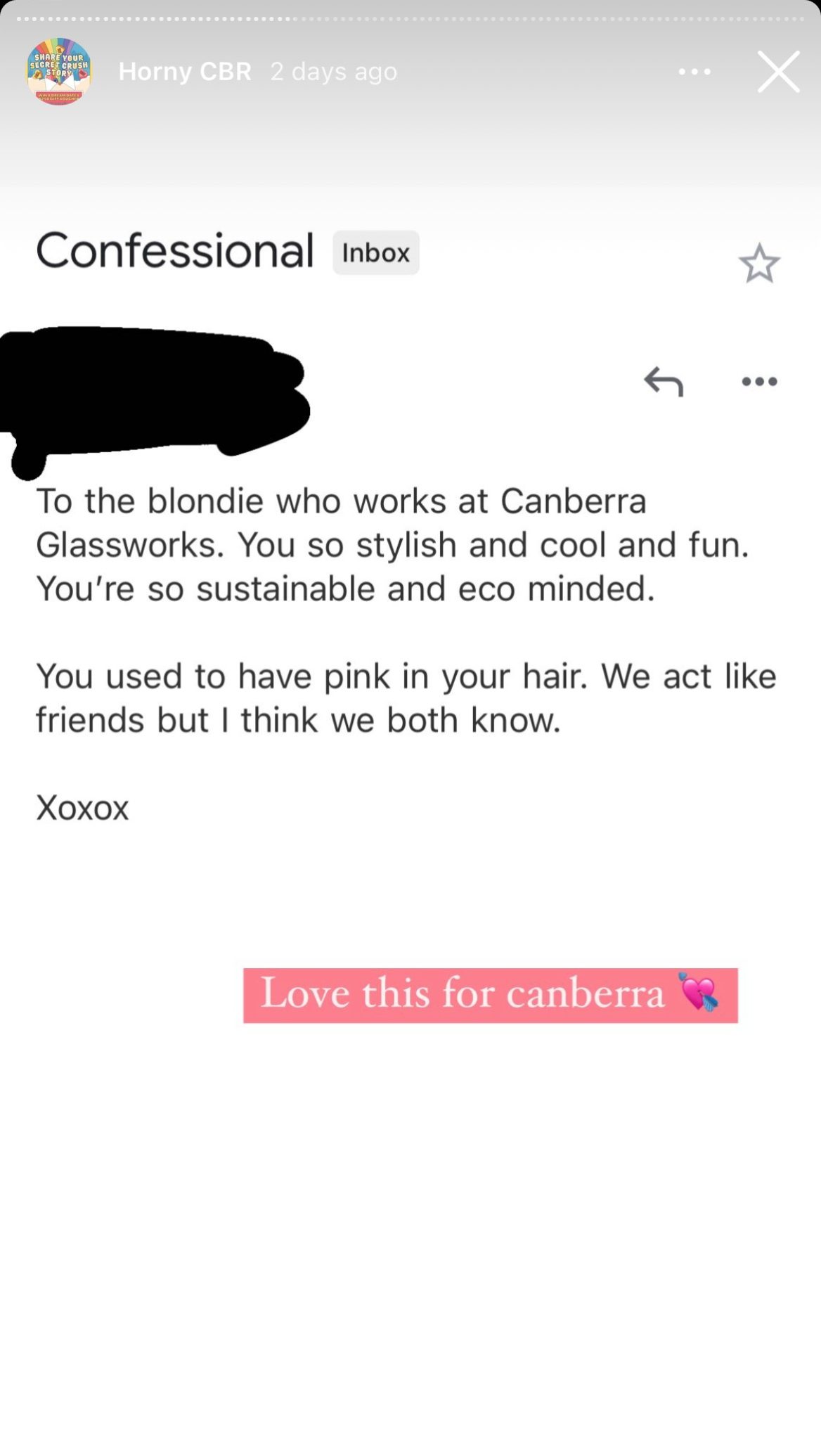 POP Canberra secret crush