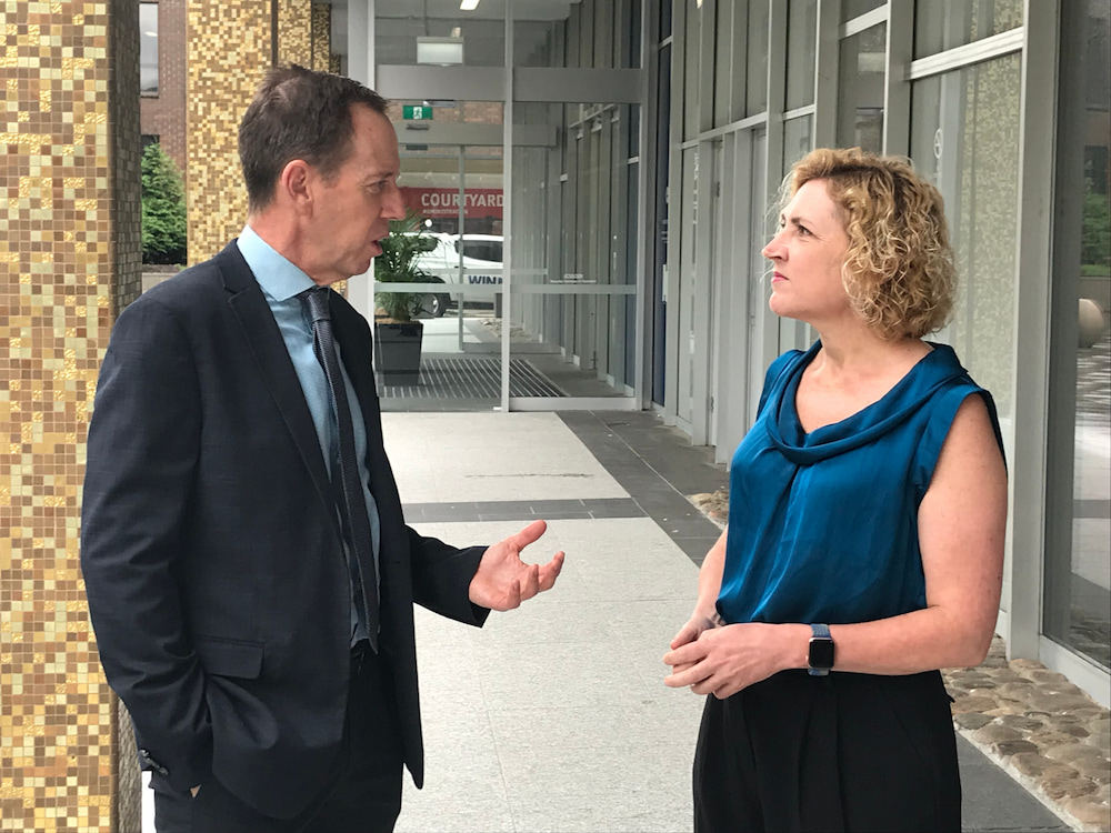 Attorney-General Shane Rattenbury and Emma Davidson, ACT Minister for Corrections and Justice Health. Photo: Nicholas Fuller