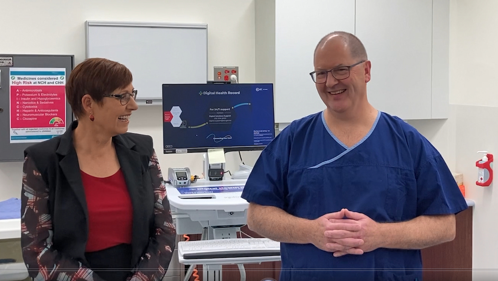 ACT health minister Rachel Stephen-Smith with North Canberra Hospital gastroenteroogist Dr James Riddell, at the opening of the new endoscopy suite. Photo supplied