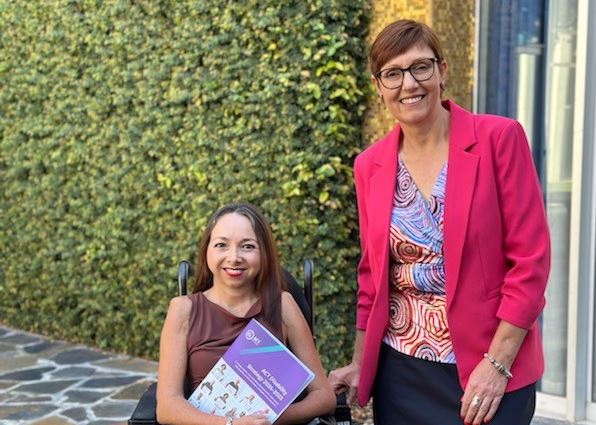 Renée Heaton, chair of the Disability Reference Group, and disability minister Rachel Stephen-Smith. Photo supplied