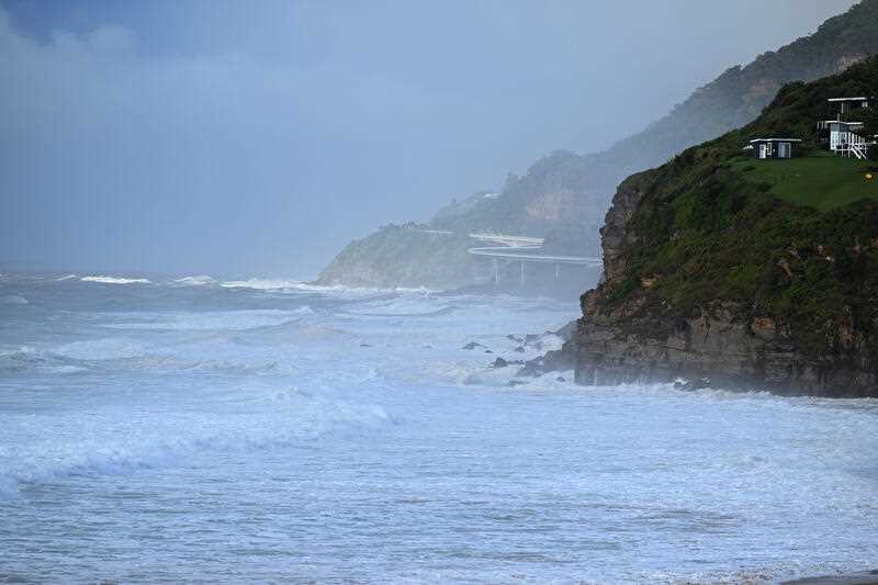 Storm debris covers Stanwell Park beach