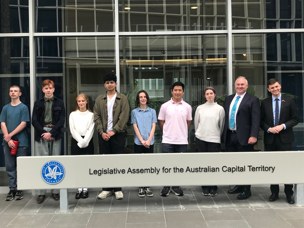 Andrew Braddock MLA (second from right), ACT Greens democracy spokesperson, with members of the Make It 16 campaign last year. File photo: Nicholas Fuller