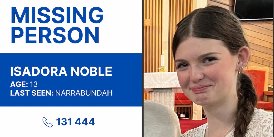 ACT Policing is seeking the public’s assistance to locate missing 13-year-old girl Isadora Noble.