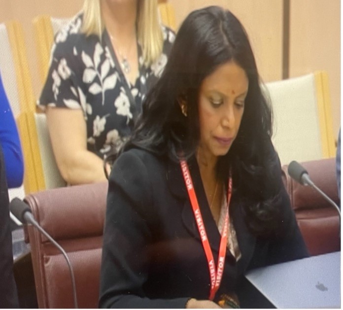 Dr Jeyanthi Kunadhasan testifies at Senate hearing.