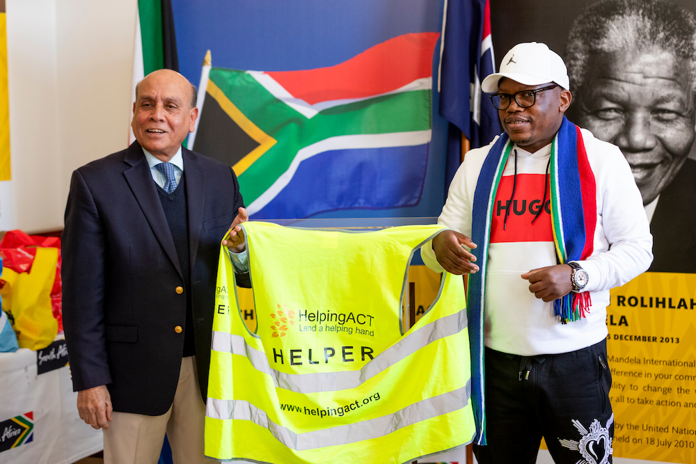 Mohammed Ali (Helping ACT) and H.E. Leonard Khoza, High Commissioner of South Africa. Photo: Jordan Mirchevski