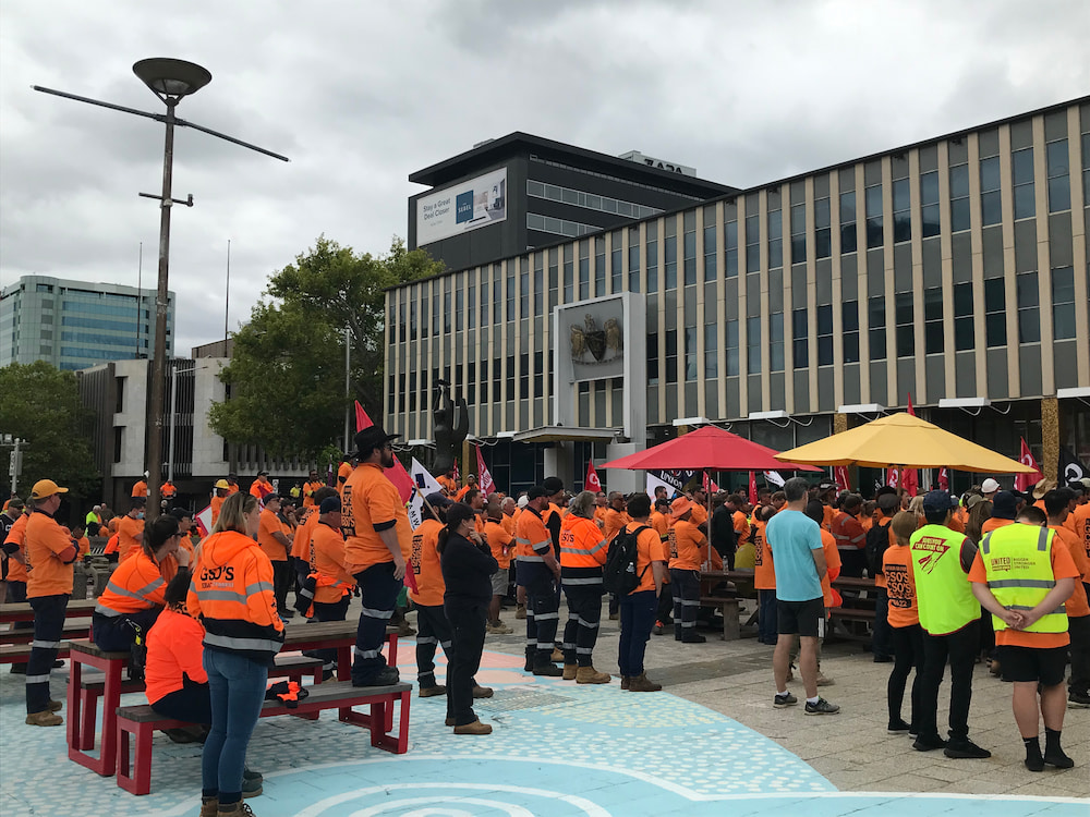 A CFMEU rally outside the ACT Legislative Assembly in 2022. File photo: Nicholas Fuller