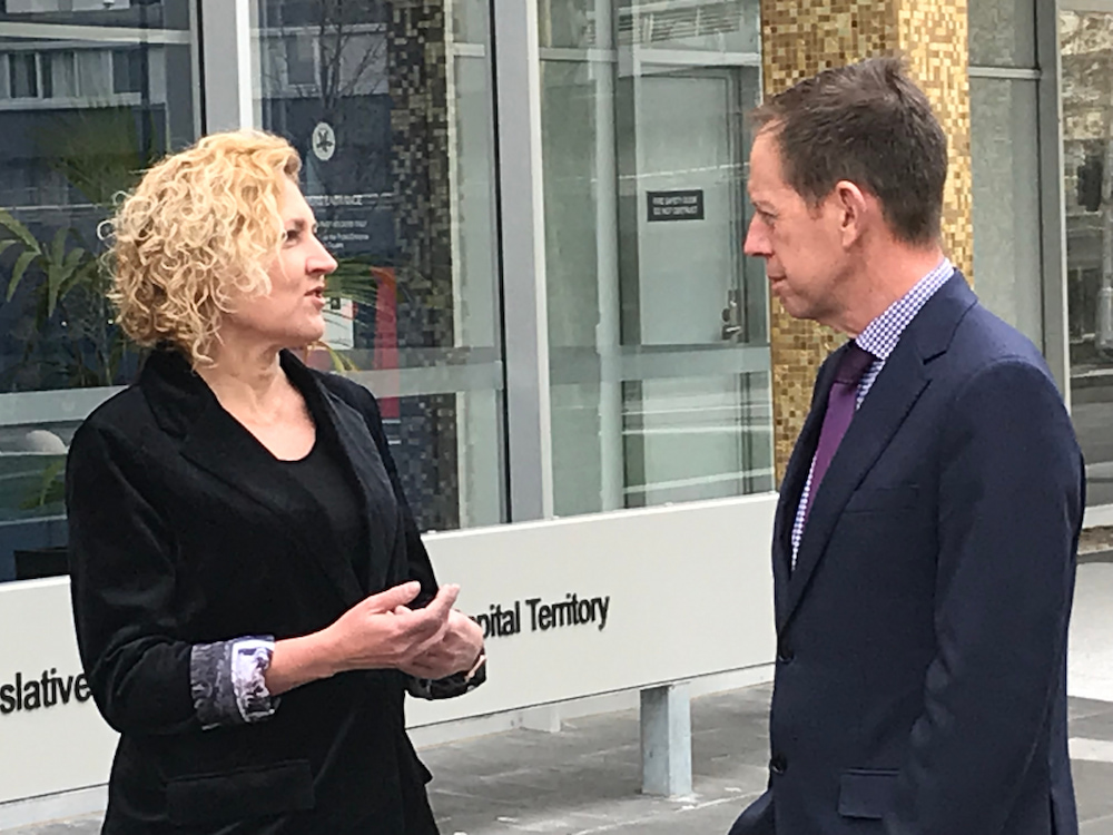 ACT ministers Emma Davidson and Shane Rattenbury. Photo: Nicholas Fuller