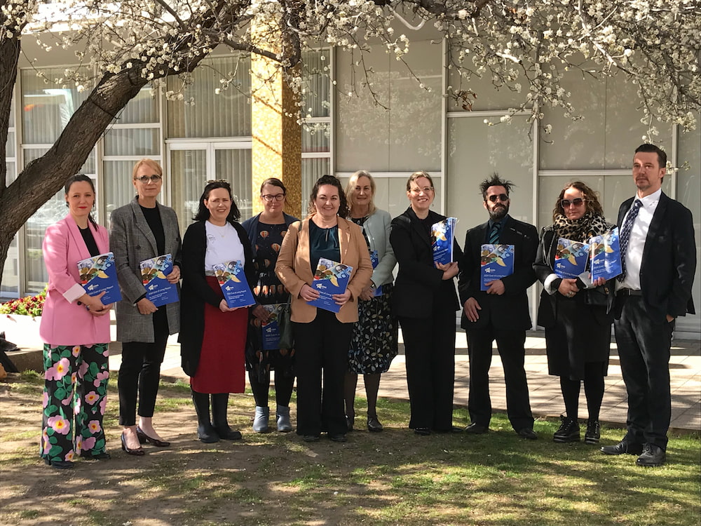 Dr Devin Bowles (right), CEO of ACTCOSS, and community sector members. Photo: Nicholas Fuller