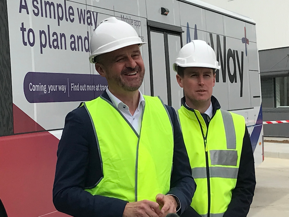 ACT Chief Minister Andrew Barr and transport minister Chris Steel. Photo: Nicholas Fuller