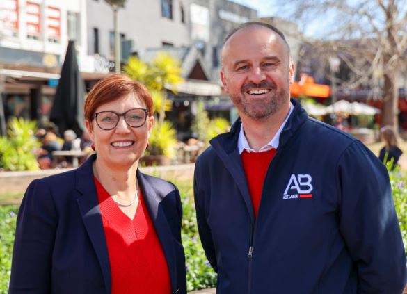 ACT Labor's Rachel Stephen-Smith and Andrew Barr. Photo: ACT Labor