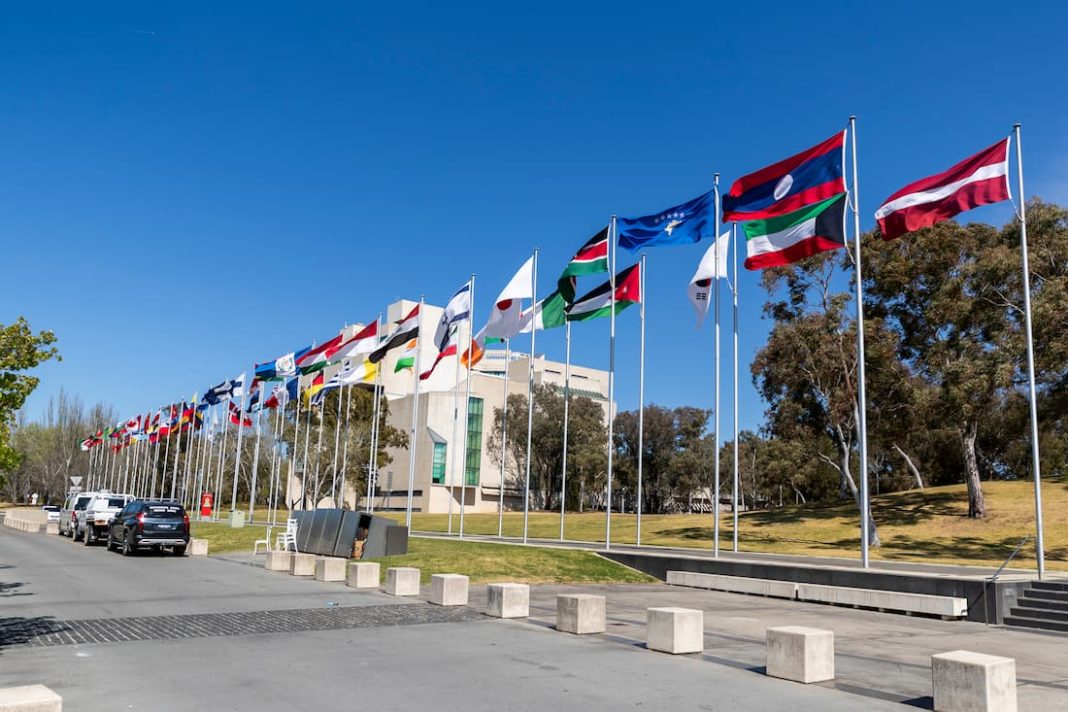 Canberra's international flag display