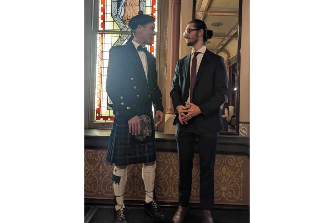 Young monarchist Matthew Stratton, 22, meets the Earl of London at Hotel Windsor in Melbourne.