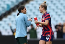 Sam Kerr and her partner Kristie Mewis have announced they are having a baby. (Dan Himbrechts/AAP PHOTOS)