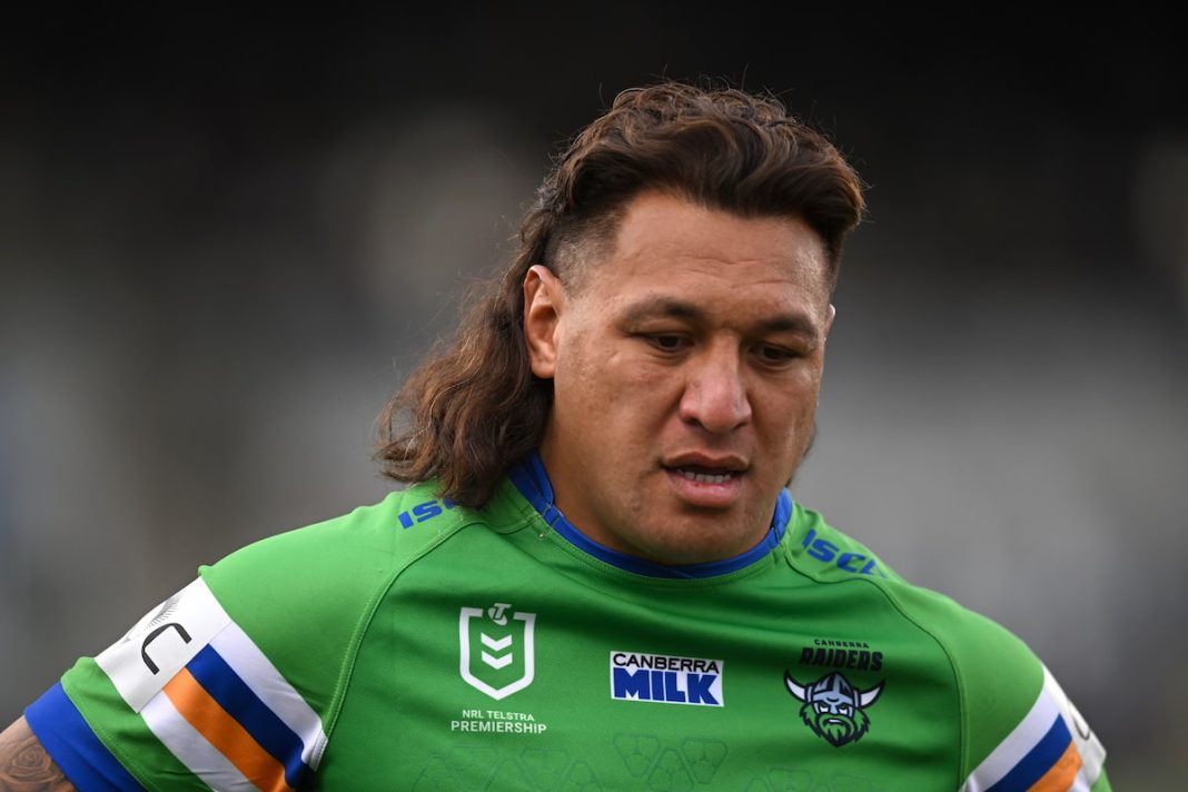 Raiders prop Josh Papalii is accused of abusing and intimidating venue staff and police. (Lukas Coch/AAP PHOTOS)