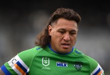 Raiders prop Josh Papalii is accused of abusing and intimidating venue staff and police. (Lukas Coch/AAP PHOTOS)