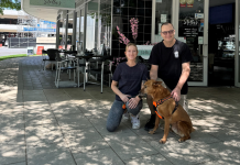 Father-daughter duo and owners of Stella's By The Lake Ash and David Reid, alongside Ozzie.