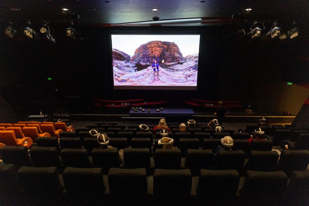 Audience members watching The Great Kimberley Wilderness documentary through the VR headsets. Picture: Jordan Mirchevski