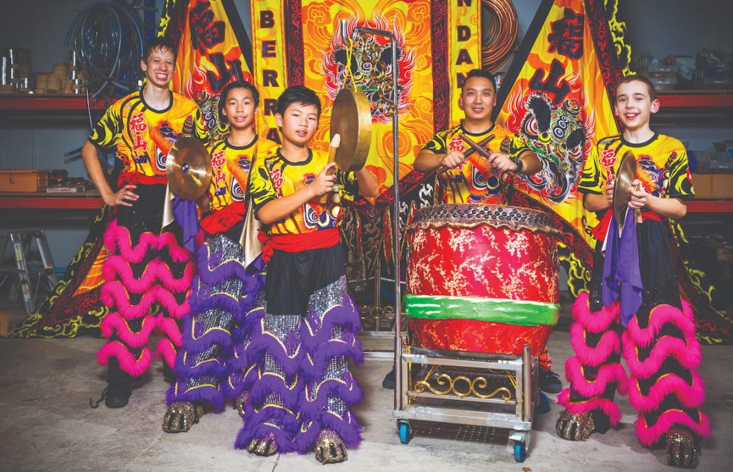 Prosperous Mountain Lion Dance - group shot cropped