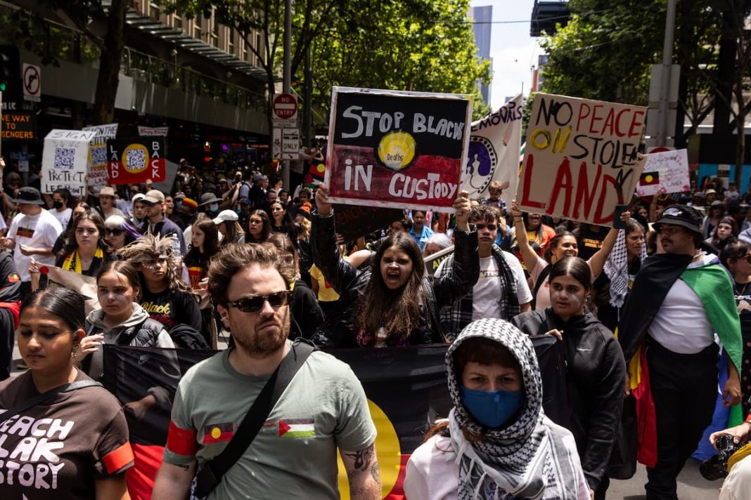 Invasion Day rallies are expected across Australia's capital cities and regional centres. (Diego Fedele/AAP PHOTOS)