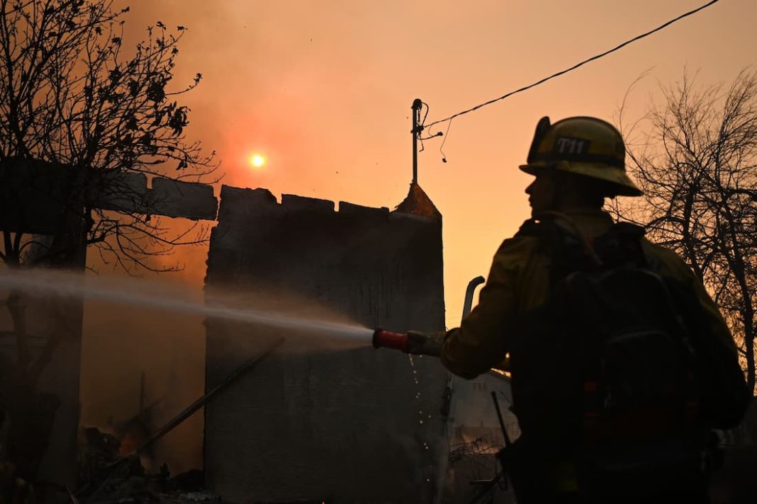 The Eaton fire in Los Angeles' eastern region has turned entire neighbourhoods to ash. (AP PHOTO)