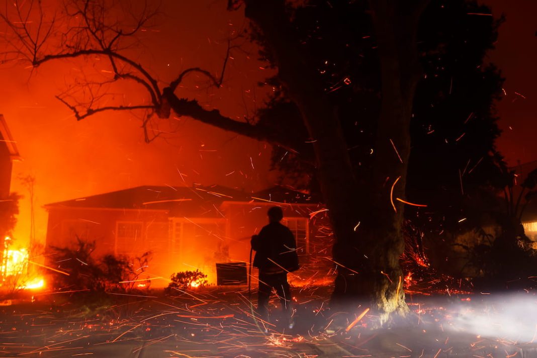 Fire crews in Los Angeles are preparing for increased winds in the days ahead. (AP PHOTO)