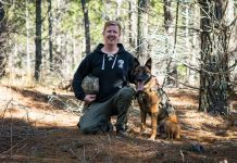 Local dog whisperer Jeremy Wikner trains dogs to be expert trackers. Photo: Olivia Wikner